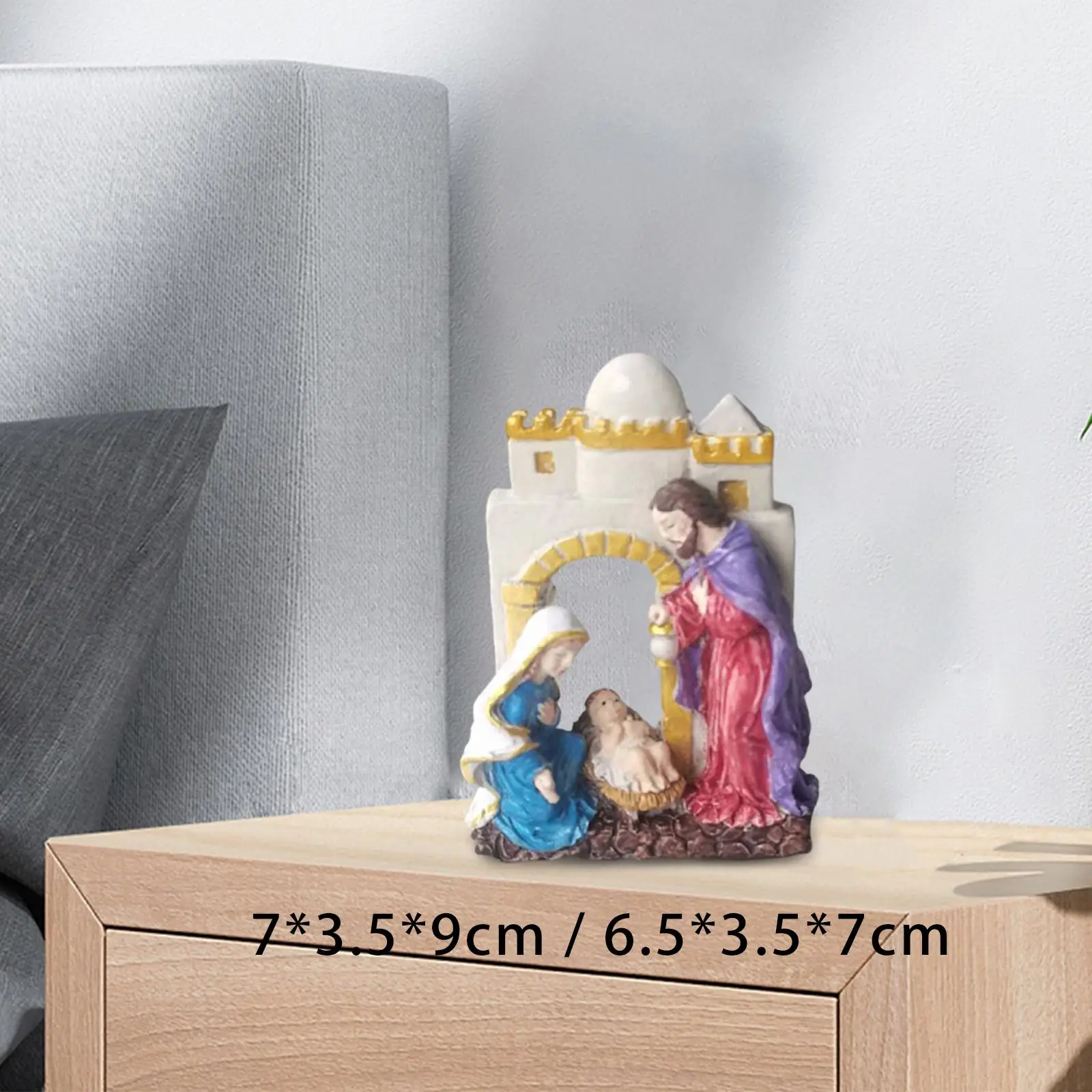 Hand Painted Holy Family Figurine Joseph Jesus Mary Deor Nativity Scene for Photo Props Tabletop Christmas Collection Gifts