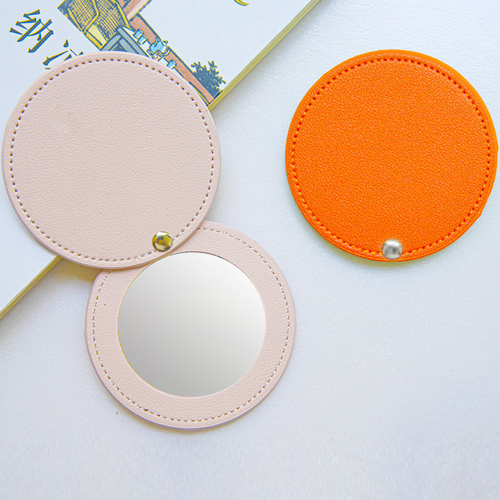 Best of PU Leather Ultra-thin Round Makeup Mirror Stainless Steel Double-sided Cosmetic Mirror Folding Pocket Compact Mirror For Travel Reviews & Tips