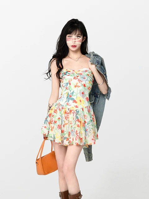 Y2K Cut Out Dress for Women Sexy Floral Backless Sleeveless Short Dress  2023 Swing Summer Sundress TIKTOK Trendy Clothes (Blue, S) at  Women's  Clothing store