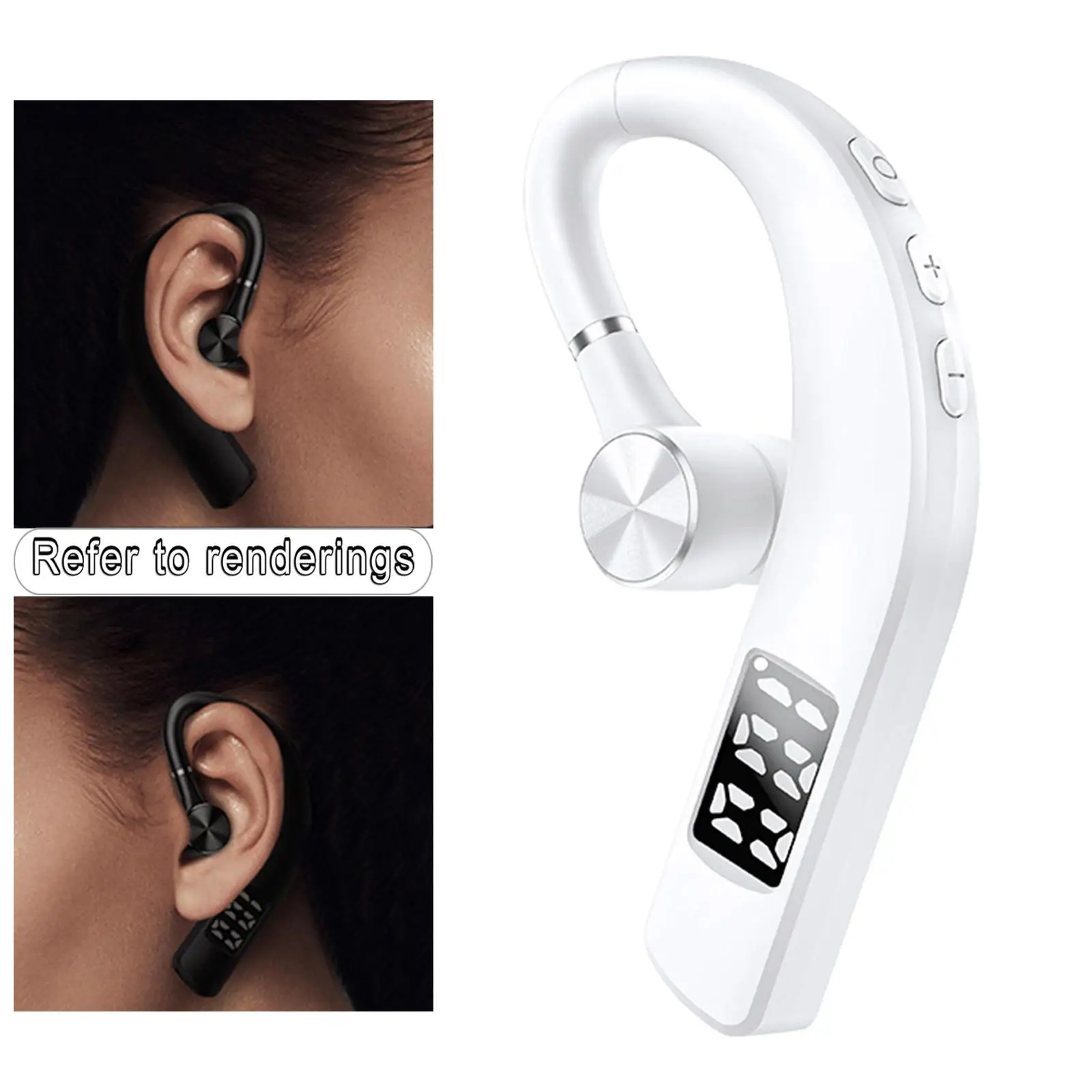 Bluetooth Headset Ear Hook Built-In HD Microphone HD Calling for Business