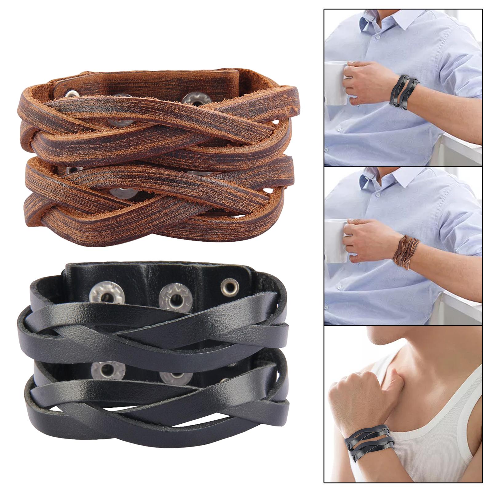 Bracelet Braided Delicate PU Cuff Wrap Bracelet Male Vintage Retro Women Trendy Popular