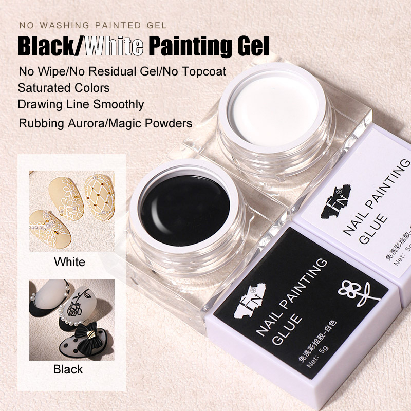 Best of 5G Saturated White Black No Wipe Drawing Painting Gel UV Nail Art Polish Manicure 3D Relief Glue Rubbing Magic Mirror Powder Reviews & Tips