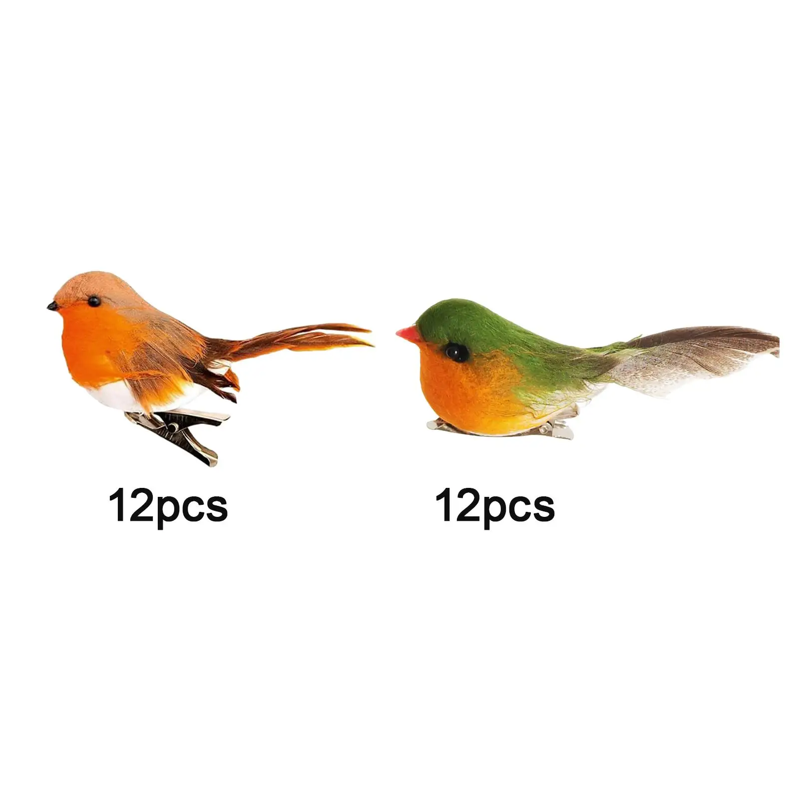 12Pcs Fake Foam Birds with Clips Realistic Looking Beautiful Artificial Birds for Tree Decoration Porch Patio Handicraft Lawn