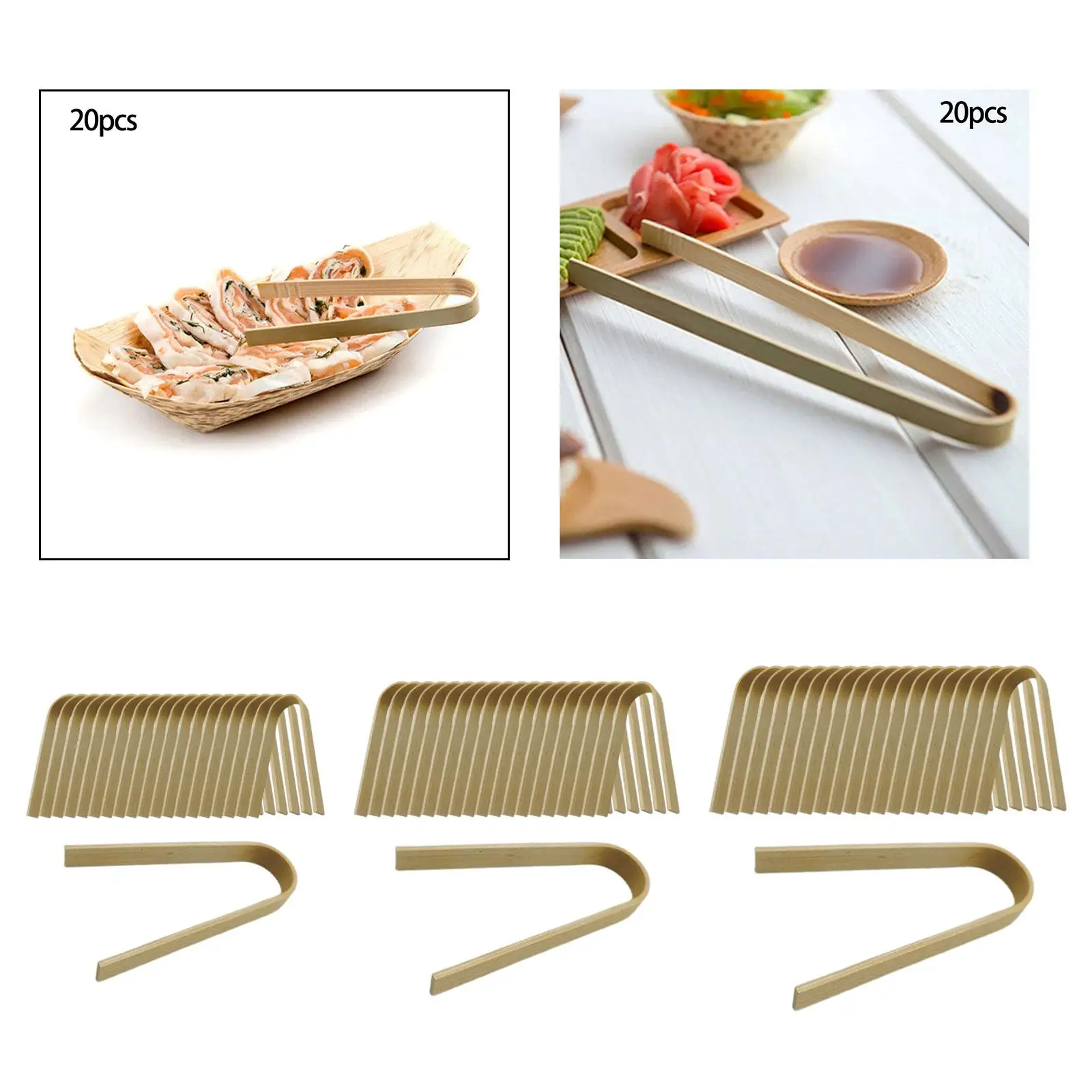 20 Packs Bamboo Toaster Tongs Food Clips Wooden Toaster Tweezers for Bread