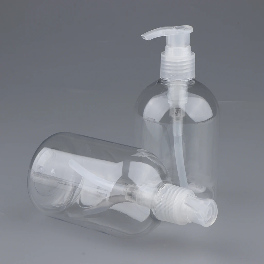 2x 12oz Shampoo Pump Bottles Refillable Containers Dispenser for Hotel Salon