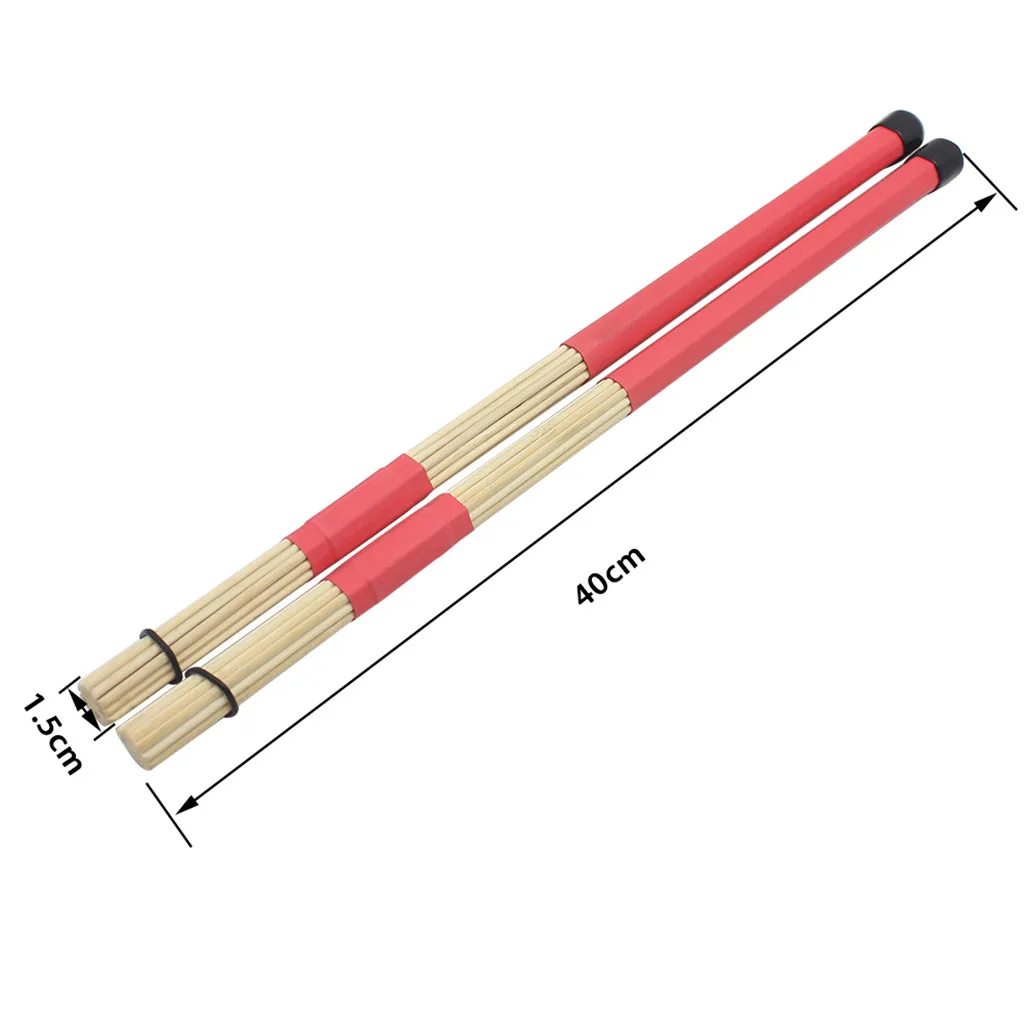 Portable 1 Pair of Drum Brushes Sticks Bamboo Rods for Percussion Instruments Drum Parts 15.74inch