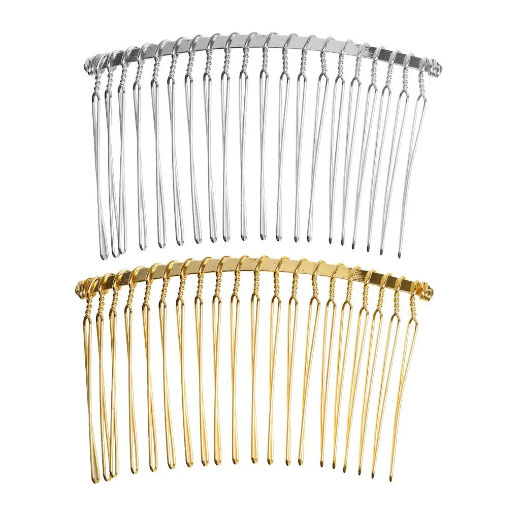 10x 20 Teeth Fancy Metal Wire Hair Clip Combs Handmade Bridal Wedding Veil Combs