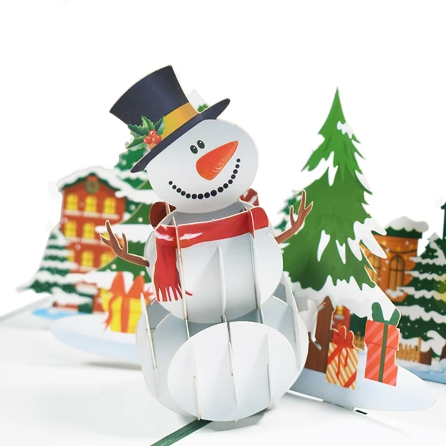 Carte de voeux noël pop-up 3d neige