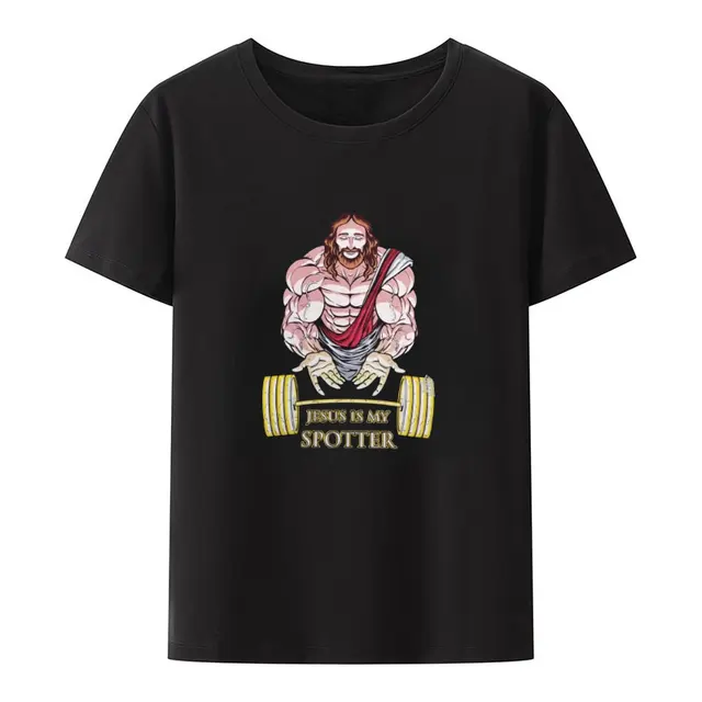 Jesus Is My Spotter T Shirt Gym Workout Weightlifting God