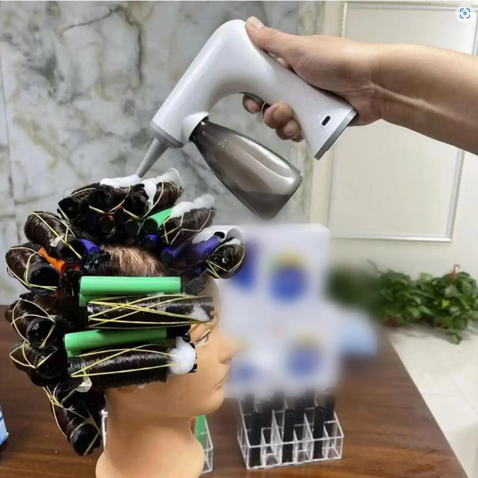 Electric Bubble Device Hair Steamer Foaming Machine Hair Perming Salon
