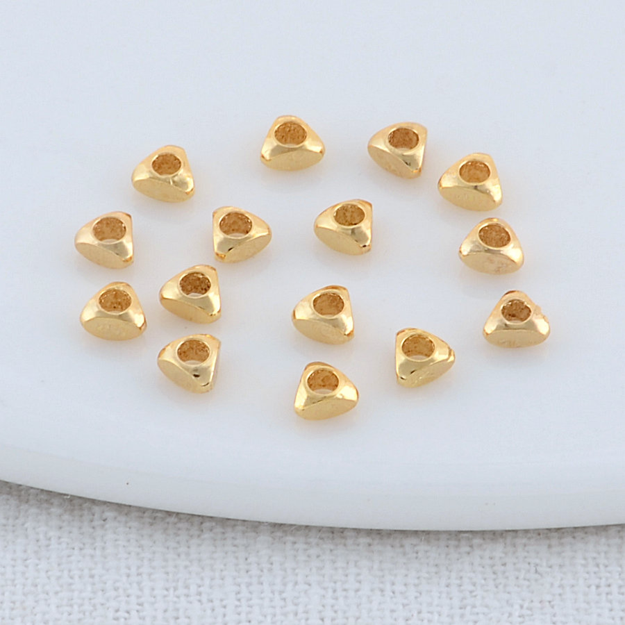 100PCS 1,2*3MM 14K Gold Farbe Überzogene Messing Dreieck Spacer Perlen Flache Armband Perlen Hohe qualität Diy Schmuck Zubehör – Detail 4