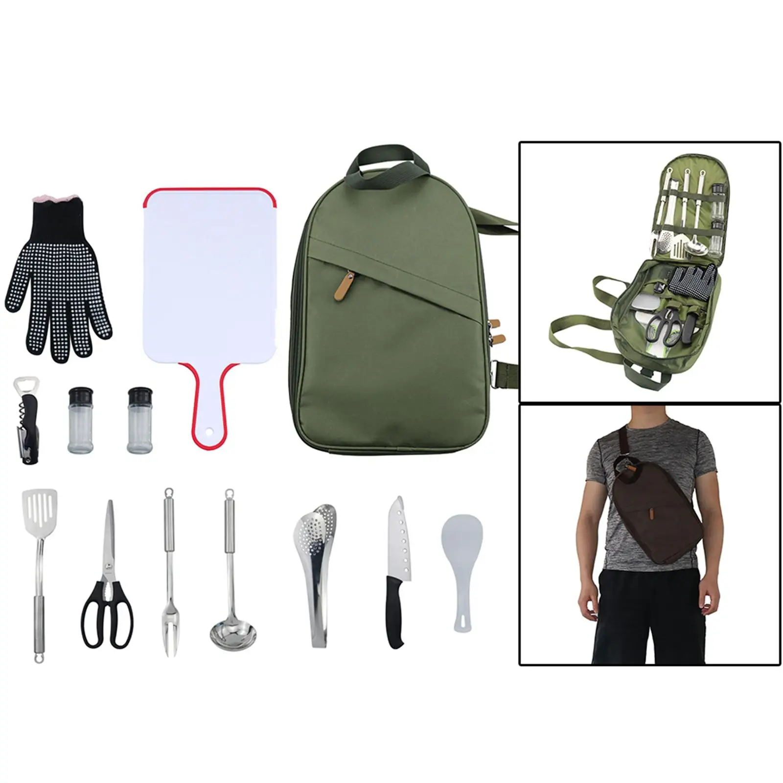 Portable Camping Kitchen Cooking Utensil Set 12 Pieces for Outdoor BBQ Backpacking Fishing