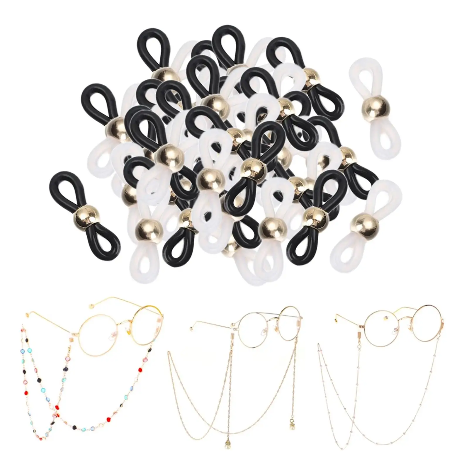 50 pcs Eyeglasses Spectacles Chain Glasses Retainer Ends Rope Sunglasses Cord Holder Strap Retainer End Loop Connector