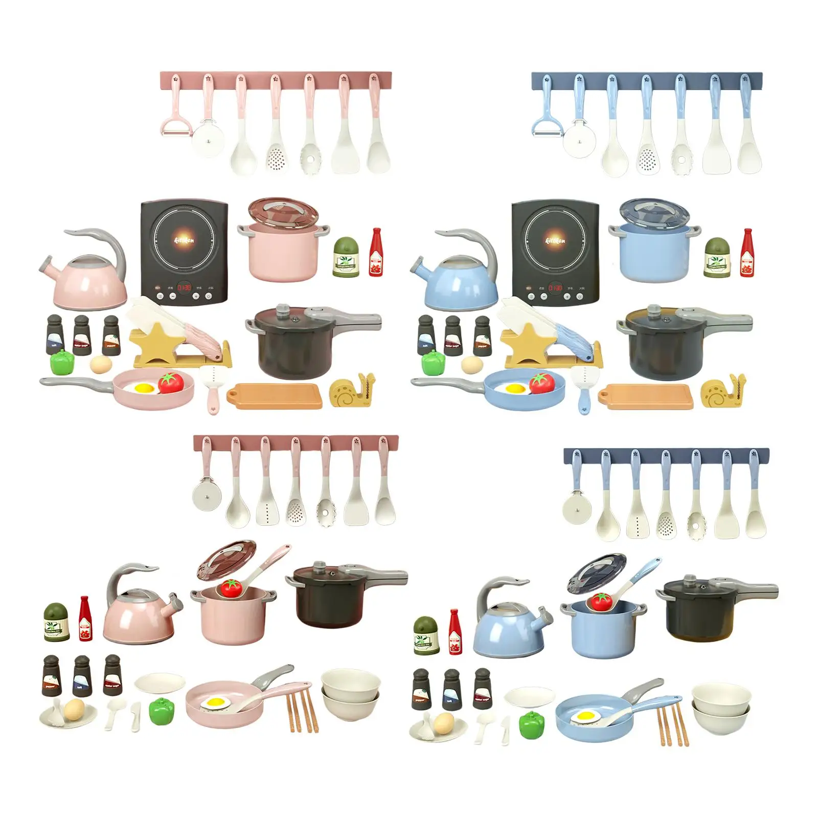Pretend Play Kitchen Toy Pretend Cooking Toy Kitchen Accessories Set Cookware Appliance for Toddler Party Favors Children Kids