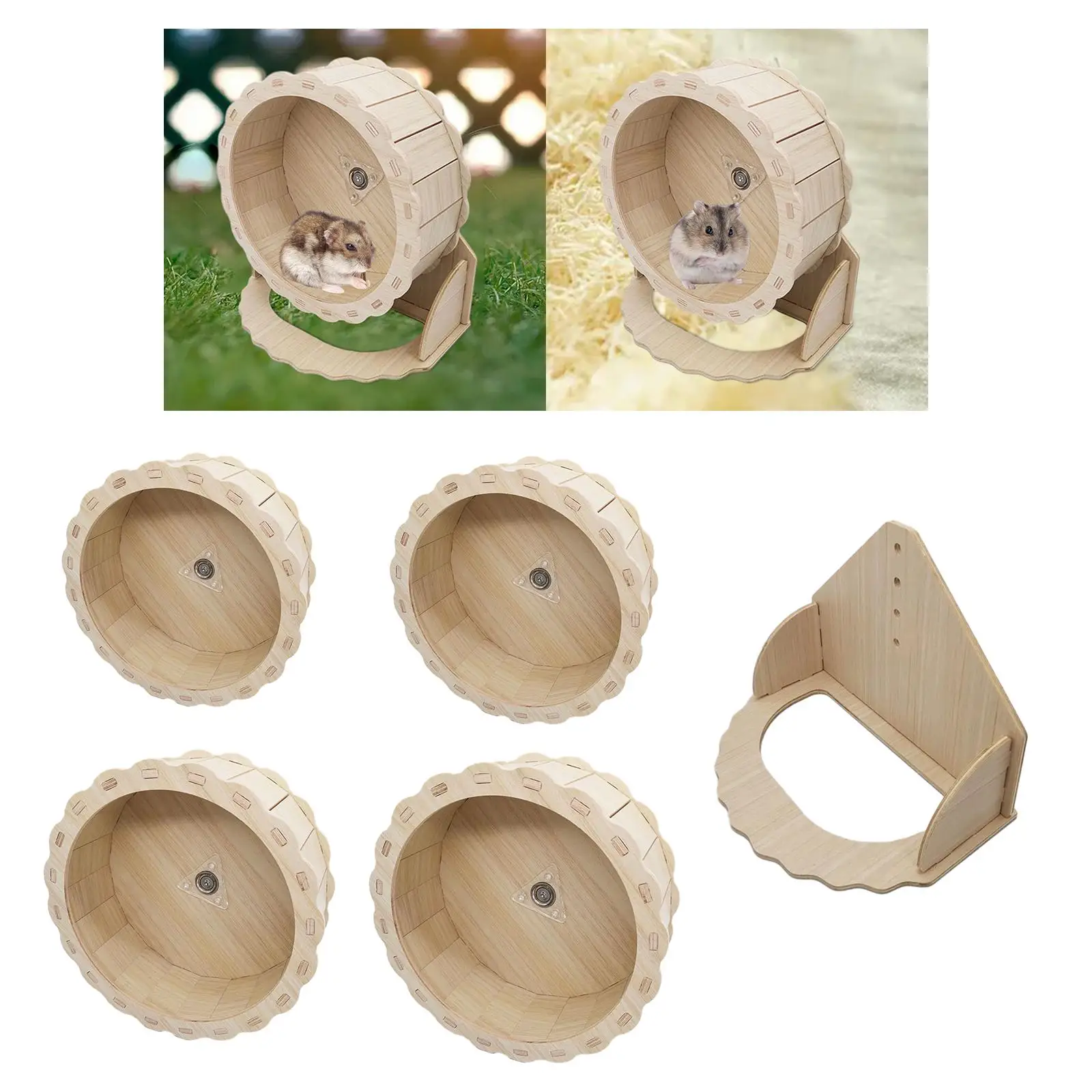 Hamster Wooden Running Wheel Silent Exercise Wheel Toy Small Pets Pet Supplies for Gerbils Other Small Animals Chinchilla Rat