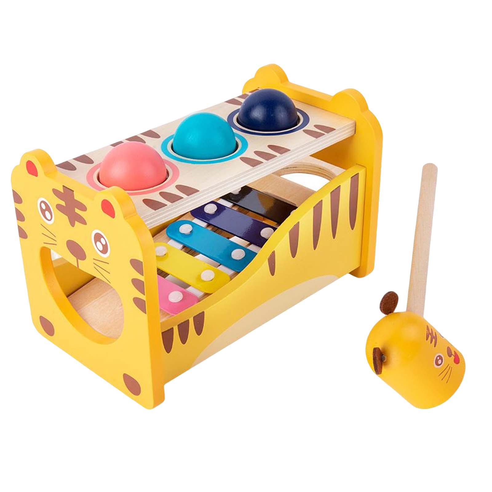 Wooden Musical Pounding Toy Musical Instrument Toys Tap benches with Slide Out Xylophone Hammering Toys for Girl