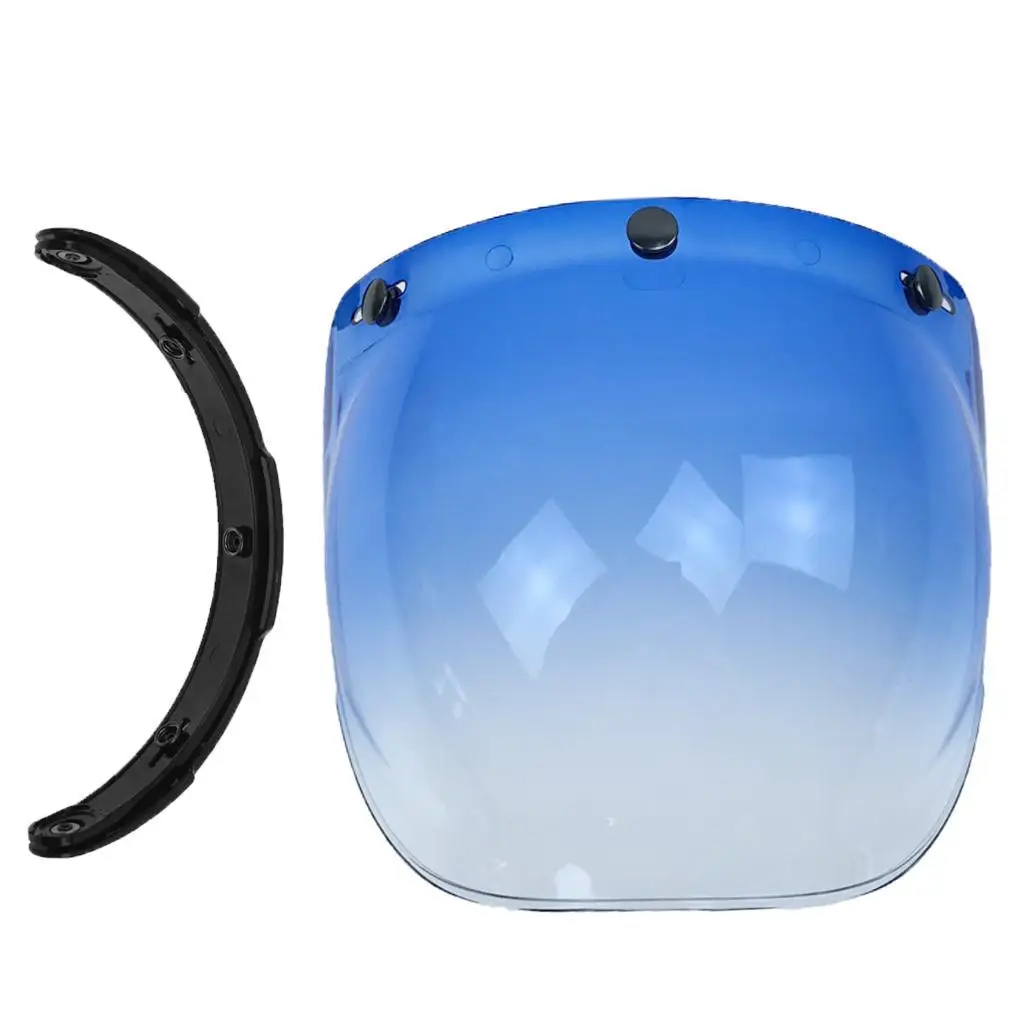 2x Motorcycle Helmet Visors Bubble Shield Wind Shield 3-Snap Open Face