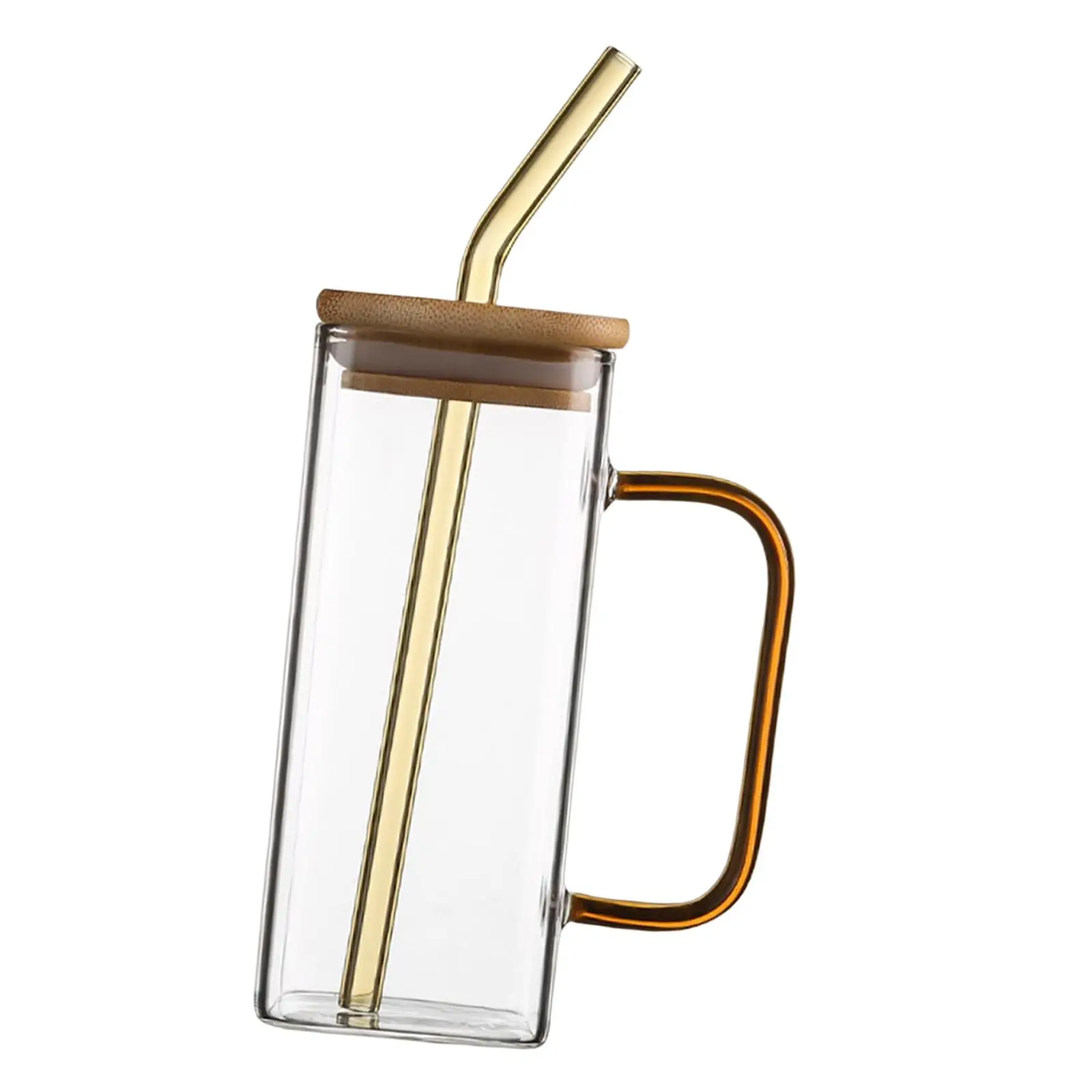 Glass Mug Heat Resistant Reusable Drinking Glass Bottle square Cup for Kids and Adults Iced Coffee Beverage Juice