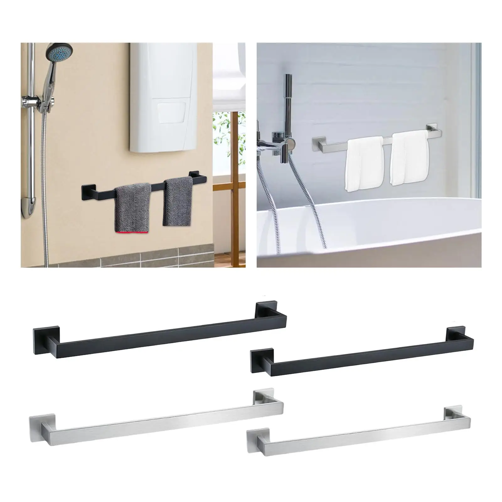 Durable Towel Rack Holder Space Saving Stand Wall Mounted Rustproof Organizer for Bathroom Hotel Kitchen Hanging Robe Shower