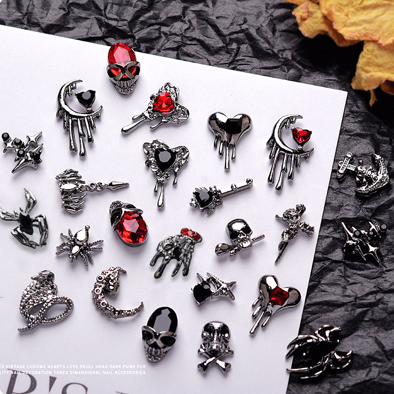 Best of 10PCS Gothic Punk Style Alloy 3D Nail Art Charms Heart Skeleton Cross Spider Design For Halloween Nails Decoration Accessories Reviews & Tips