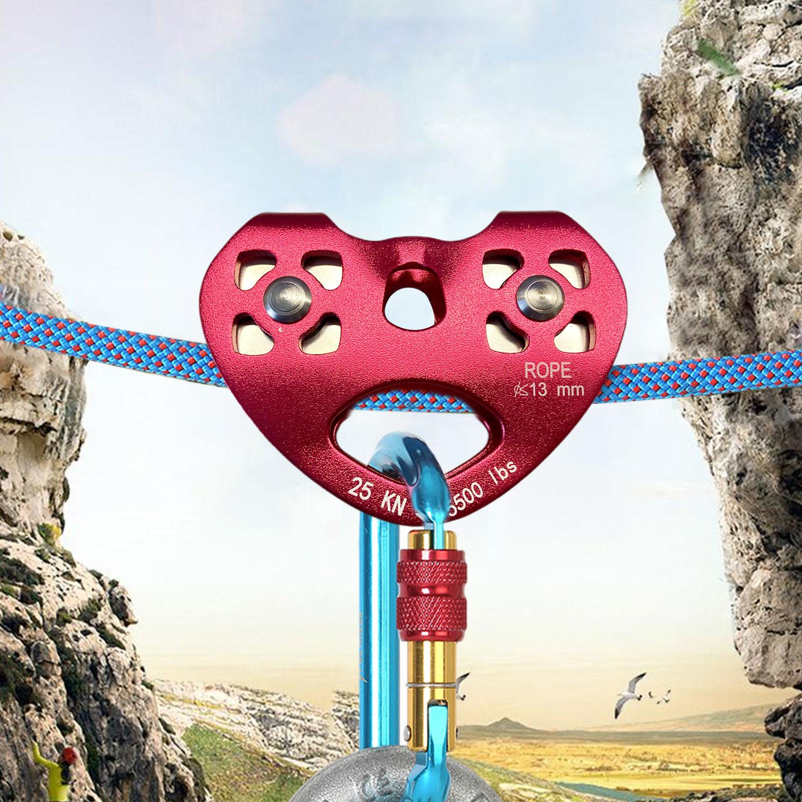 Double Pulley with Ball Bearing 25KN Trolley Pulley for Outdoor Sports Arborist Rock Climbing Caving Work Accessories
