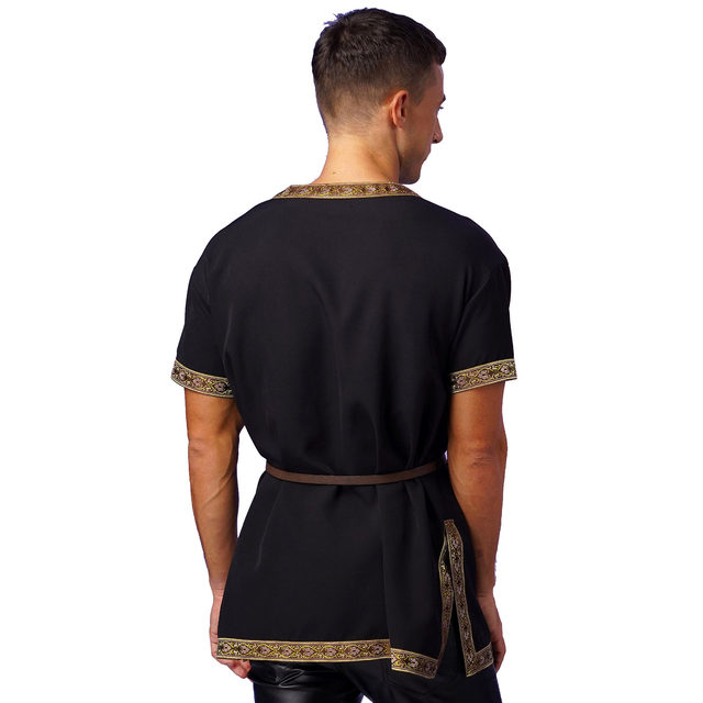 Rrongwn Medieval Clothing Men's Tunic Steampunk Pirate Costume Viking Lace-up Shirt Victorian Renaissance Stand-Up Collar Cosplay Tops Medieval Tied
