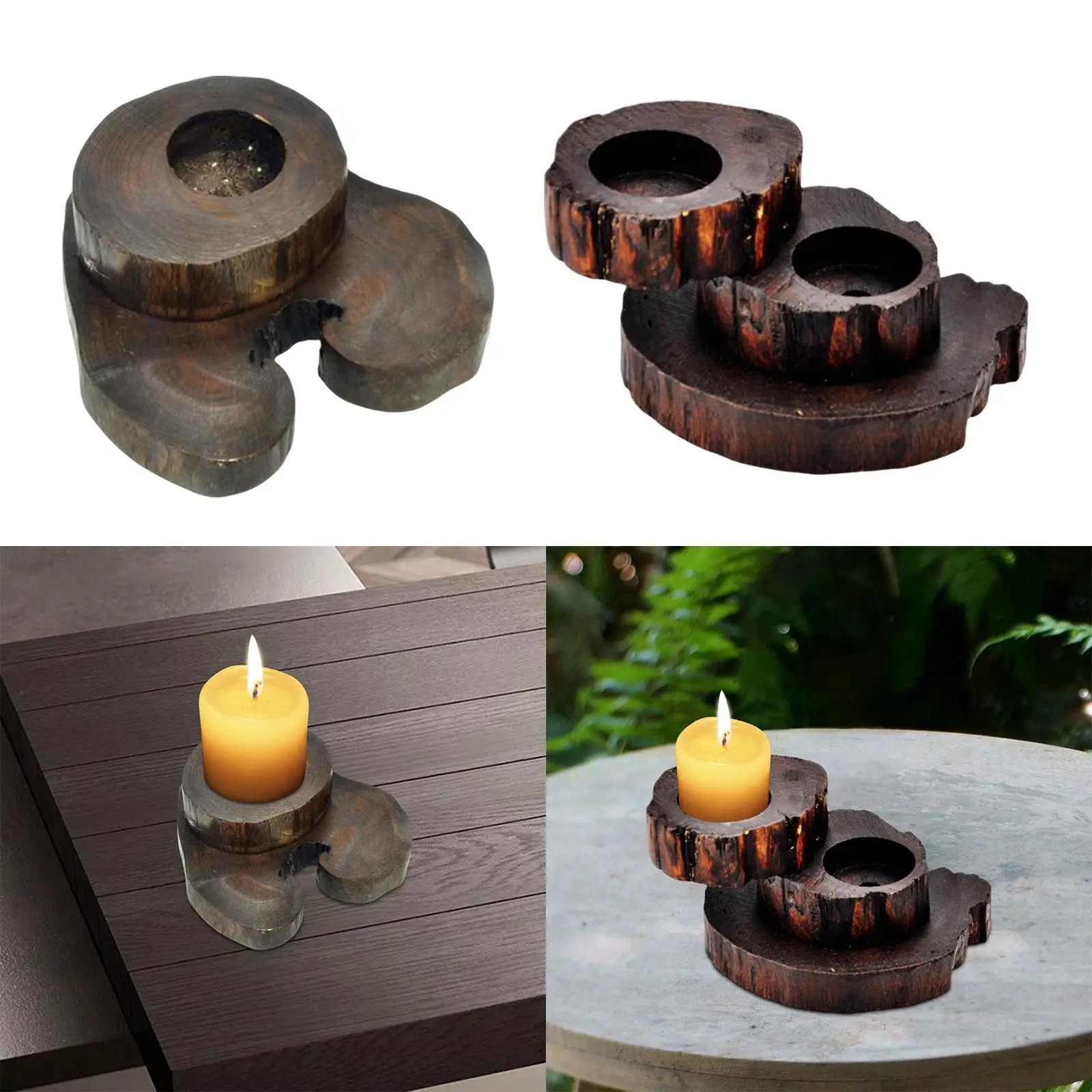 Twist Tealight Candle Holder Cupcake Plate Wood Display Holder Rotating Sushi Serving Tray for Wedding Hotel Home Rustic Party