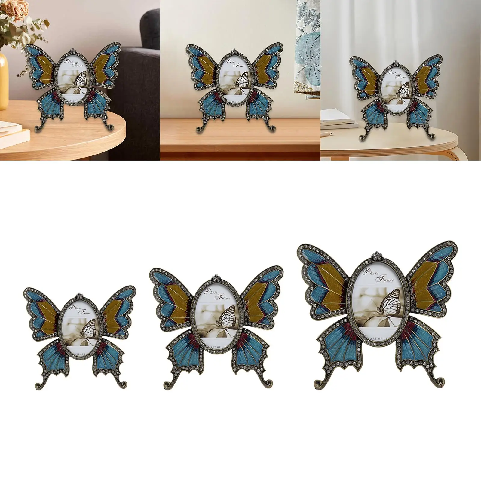 Vintage Photo Frame, Butterfly Desktop Picture Holder, for Party Bedroom Living Room Tabletop Decoration