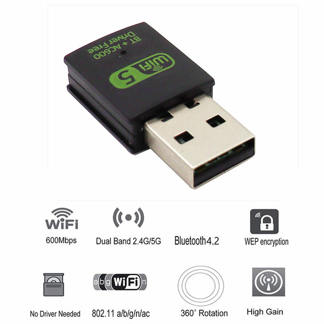 Antena Usb Wifi Adaptador Inalámbricade 600mbps Bluetooth