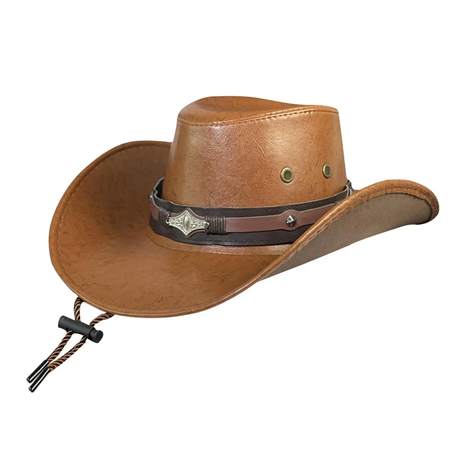 Western Cowboy Hat for Women Men Sun Hat Casual Durable PU Leather Hats