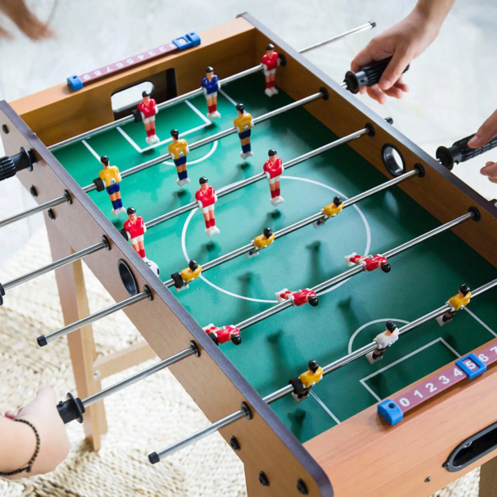 Wood Foosball Table with Ball Sports Tabletop Football Game Toy Table Top Football Table for Outdoor Adults Party