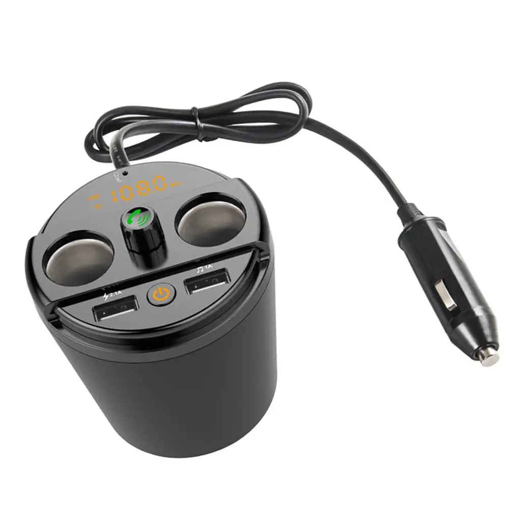 MagiDeal Car Bluetooth Cup Charger Hands Free Car 2 Port USB MP3 Player