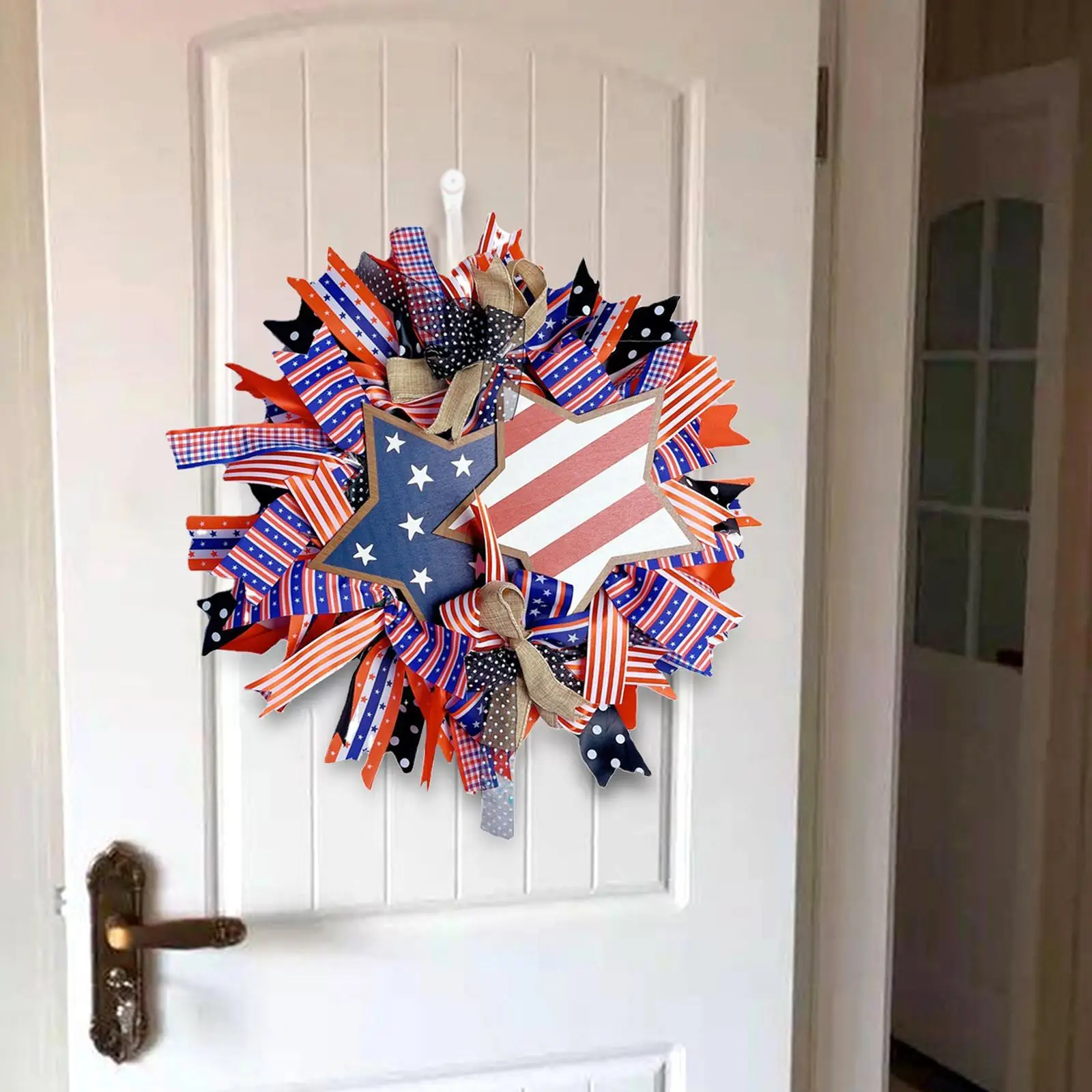 American Independence Day Wreath Hanging Memorial Day Wreath Fourth of July Door Wreath for Porch Wall Indoor Outdoor Decor