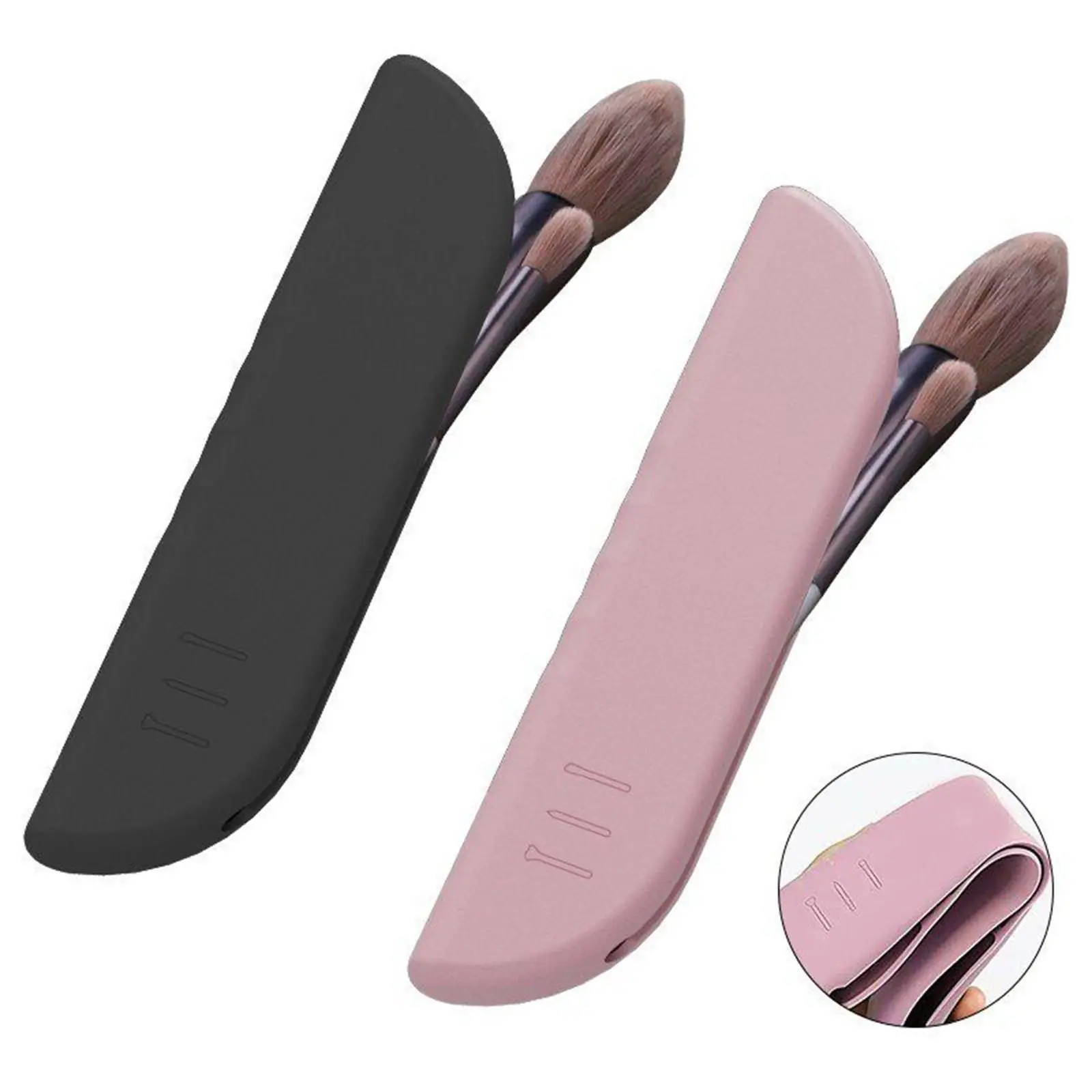 2 Pieces Silicone Makeup Brush Holder Reusable Travel Storage Case for Girlfriend
