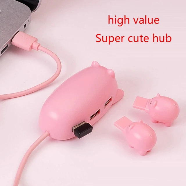 Cute USB 2.0 Hub Pink Mom Pig USB Hub with 3 Piglet Decoration Lids Great  Gifts for Pig Lovers Cute Pig Stuff Pig Decor - AliExpress