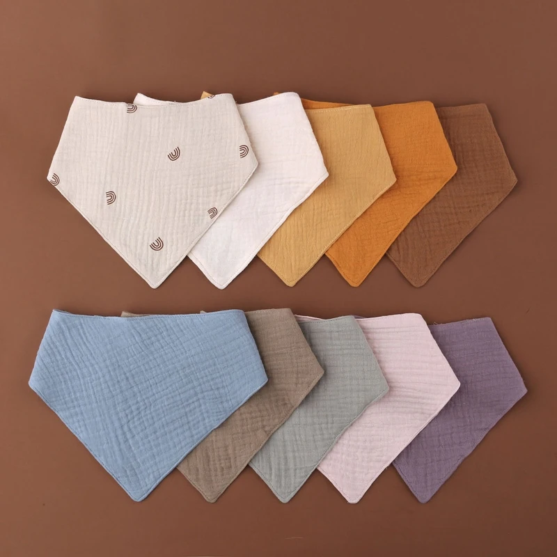 ACHICOO 3Pcs Cotton Baby Saliva Towel Baby Snap Button Triangle Bib Bunny