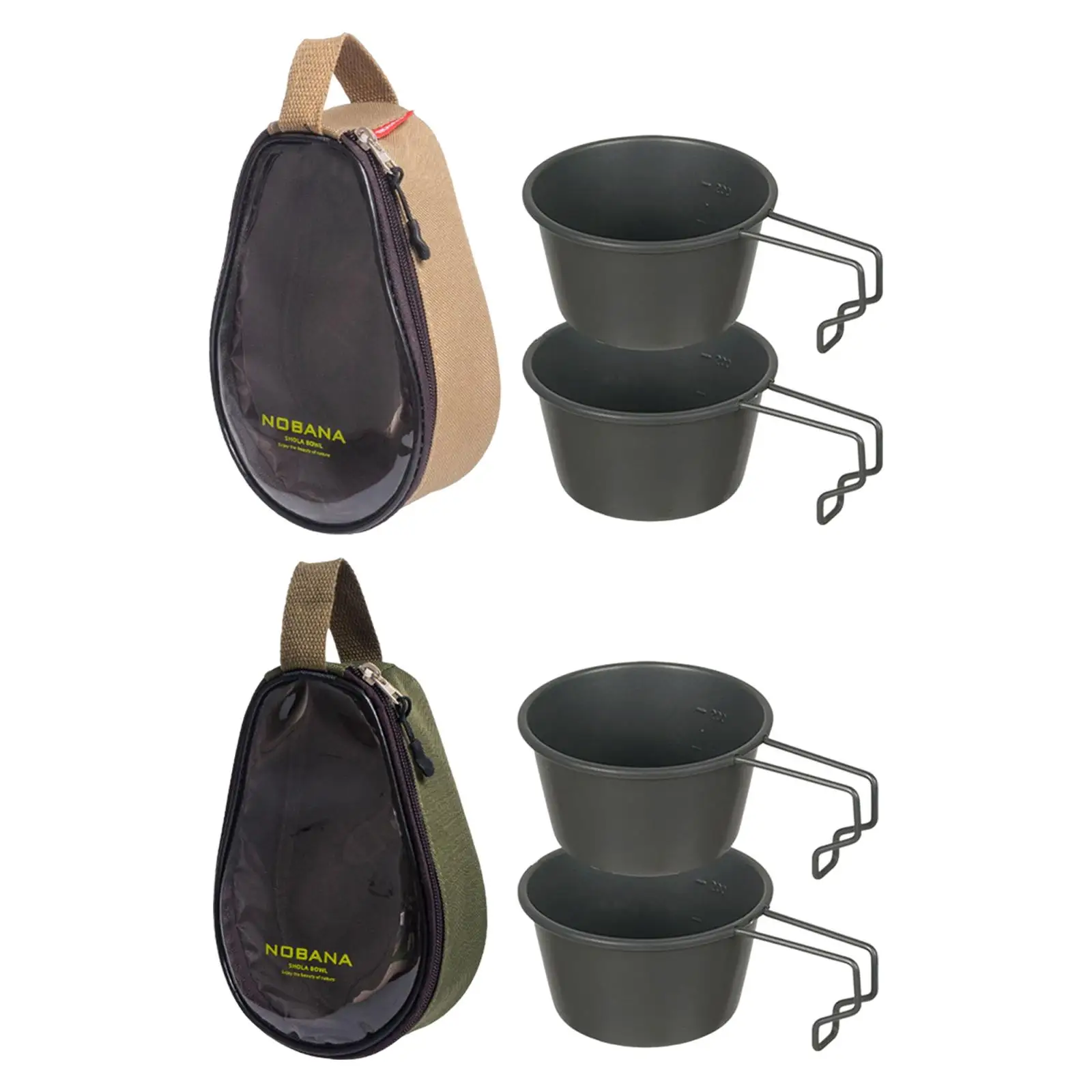 3 PCS stainless steel mugs with storage bag, portable picnic tableware in the