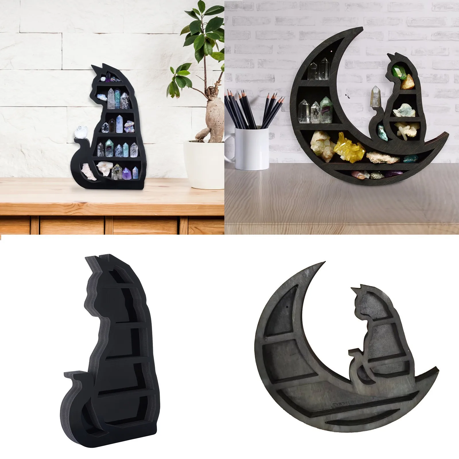 Cat and Moon Wooden Shelf for home decor3