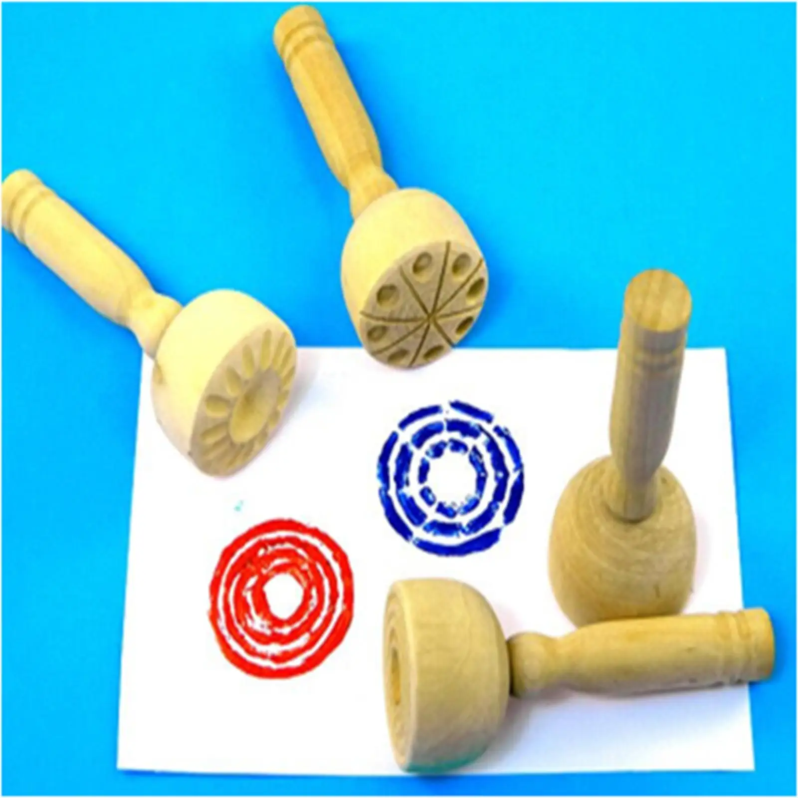 4x Traditional Wooden seal Making Molds DIY Decoration Press Molds Tools for Activity Supplies Toddler Art Craft Child