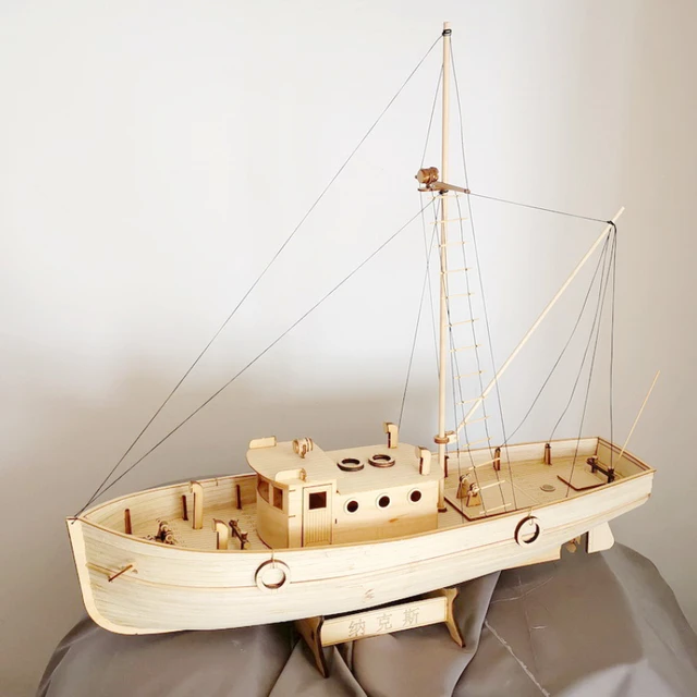 Rc Version 1:14 Naxos Small Fishing Boat Model Assembled Wooden