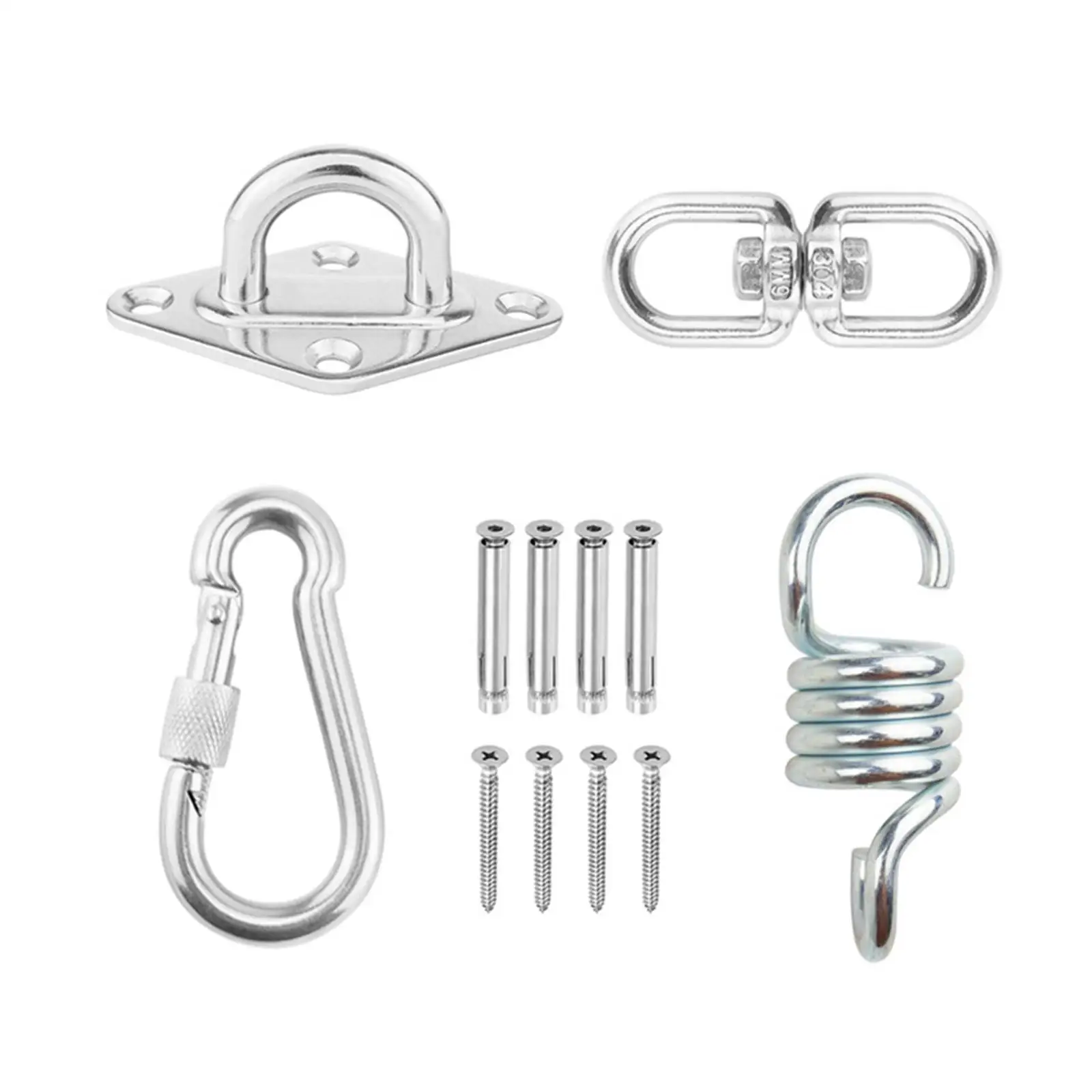 Hammock Chair Hanging Kit Stainless Steel Heavy Duty Good Weight Bearing 500lbs Sturdy Carabiner and Screws Ceiling Hook Hanger