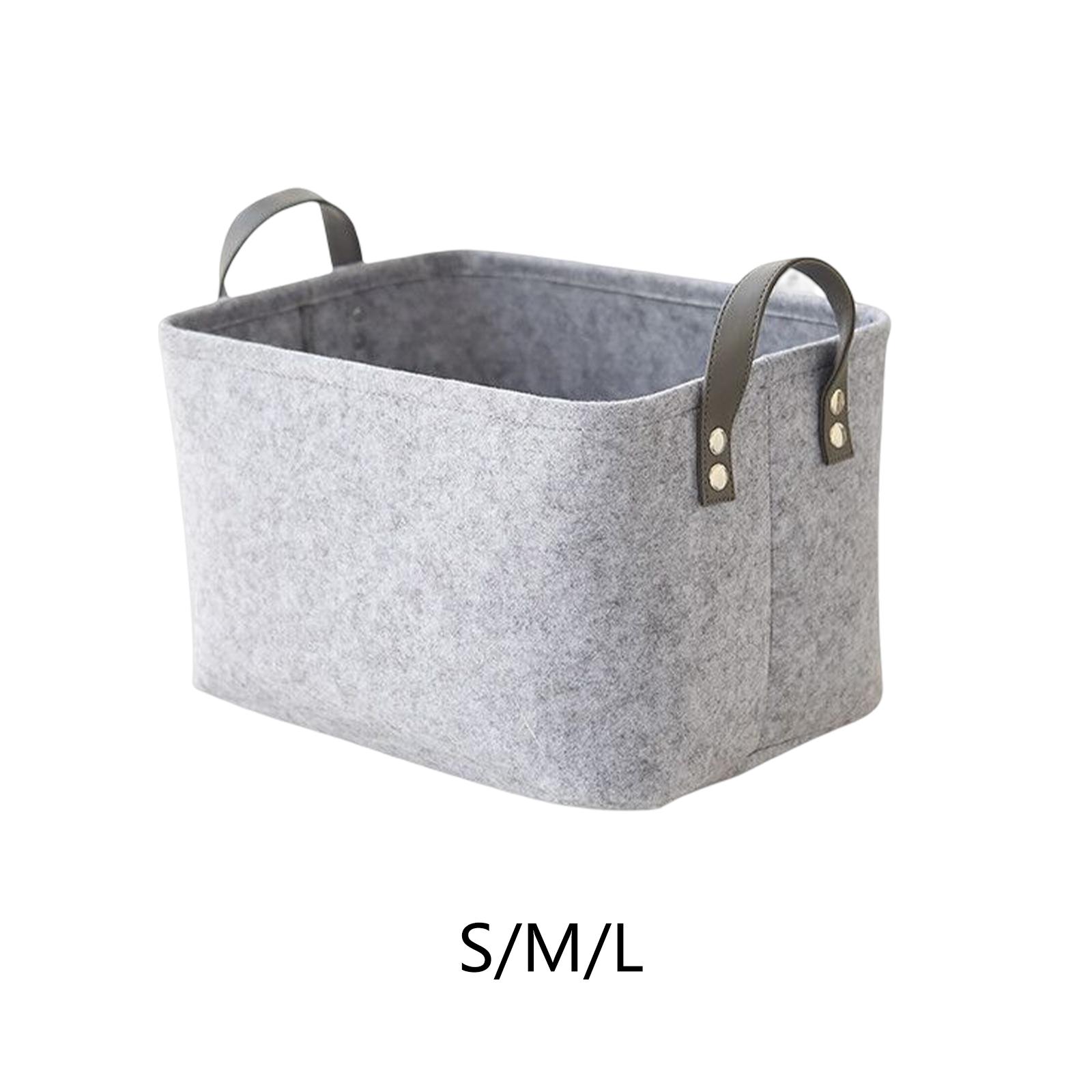 Grey Folding Felt Storage Basket Organizer Portable Felt Handy Dirty Clothes Storage Basket for Clothes Towels Wardrobe Blankets