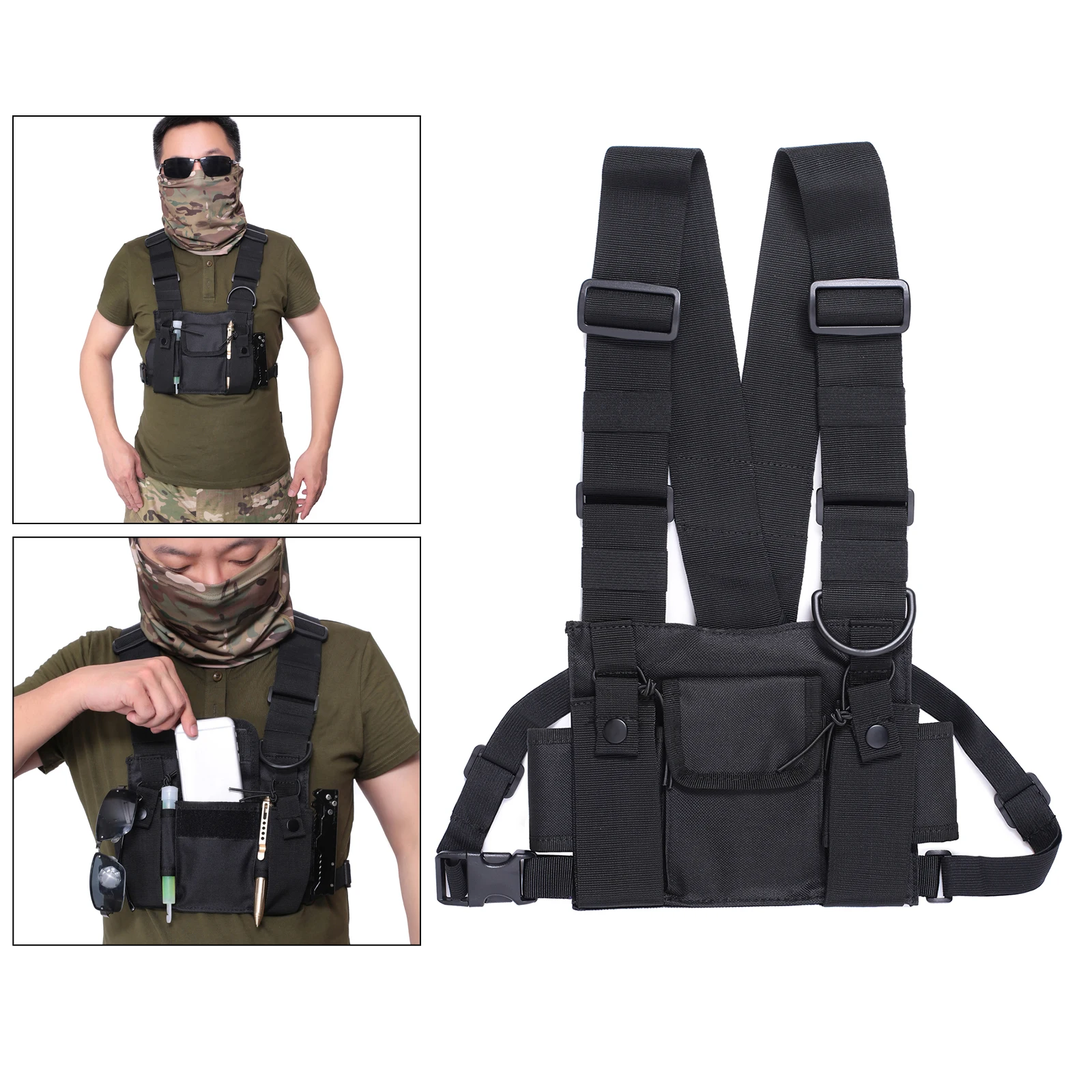Men Chest Rig Vest Outdoor Harness Bag Shoulder Bag Phone Holder