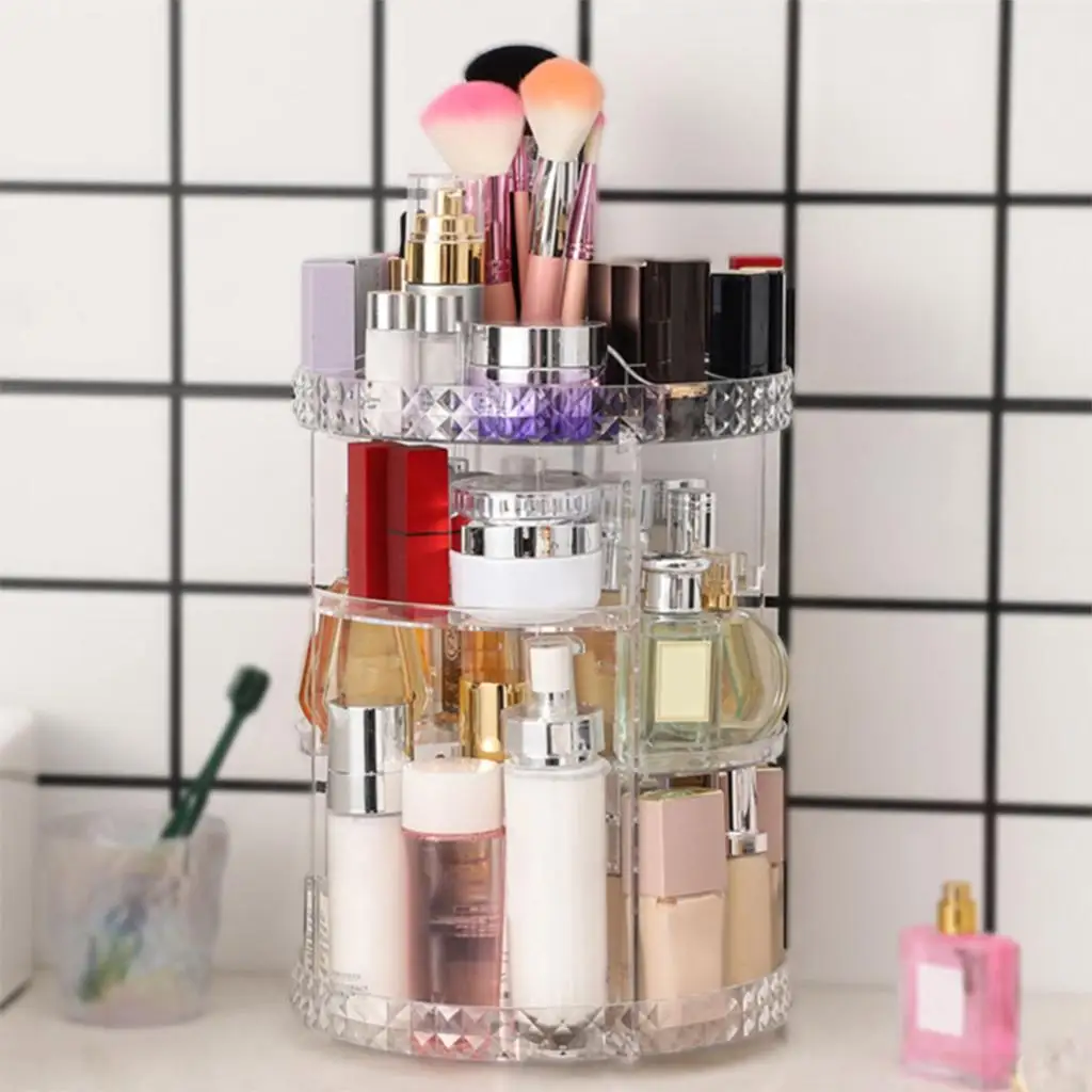 360 Rotating 4-Tier Makeup Organizer Storage Cosmetic Display Lipstick Case