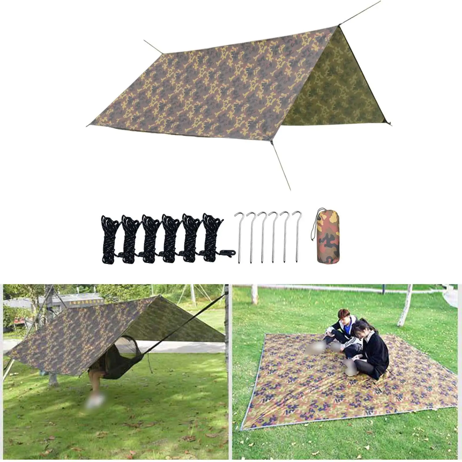 Portable Camping Tent Tarp Sun Shelter Canopy Hammock Picnic Mat Rain Fly