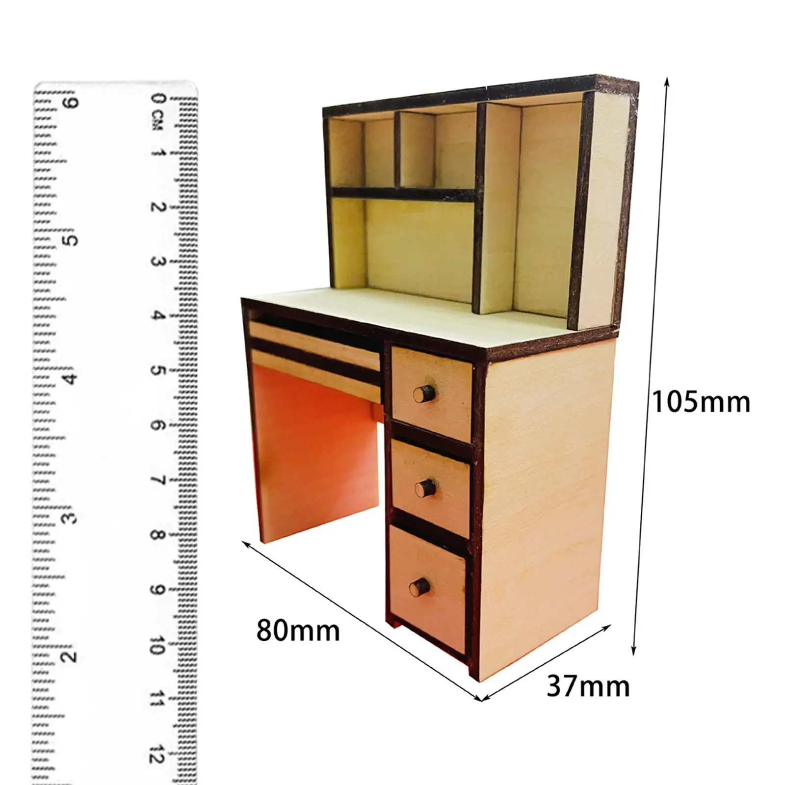 Wooden Doll House Computer Table Handcraft Dollhouse Furnishings for 1/12 Miniatures Diorama Kids Pretend Play Micro Landscape