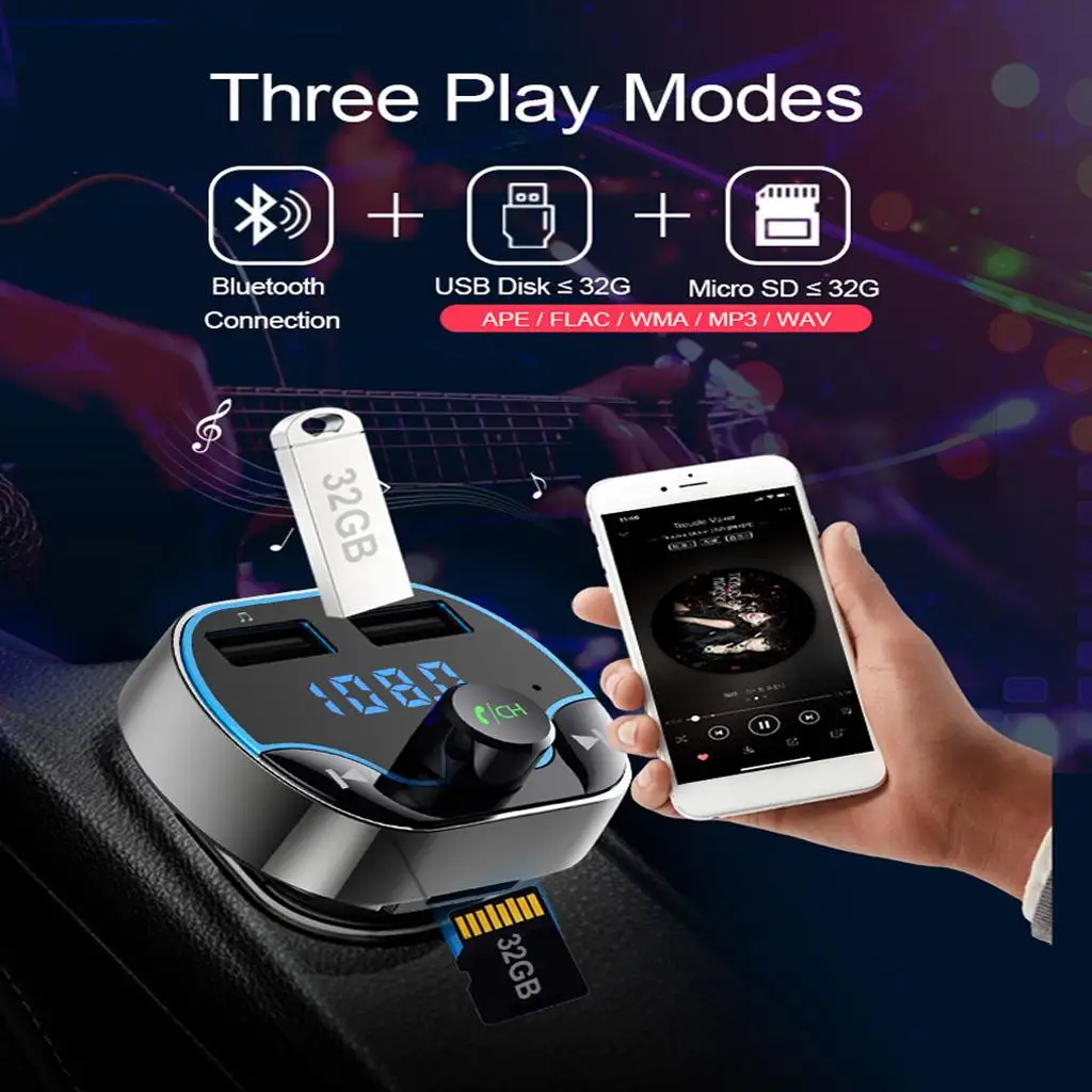 MagiDeal Bluetooth FM for Car Wireless Radio Adapter