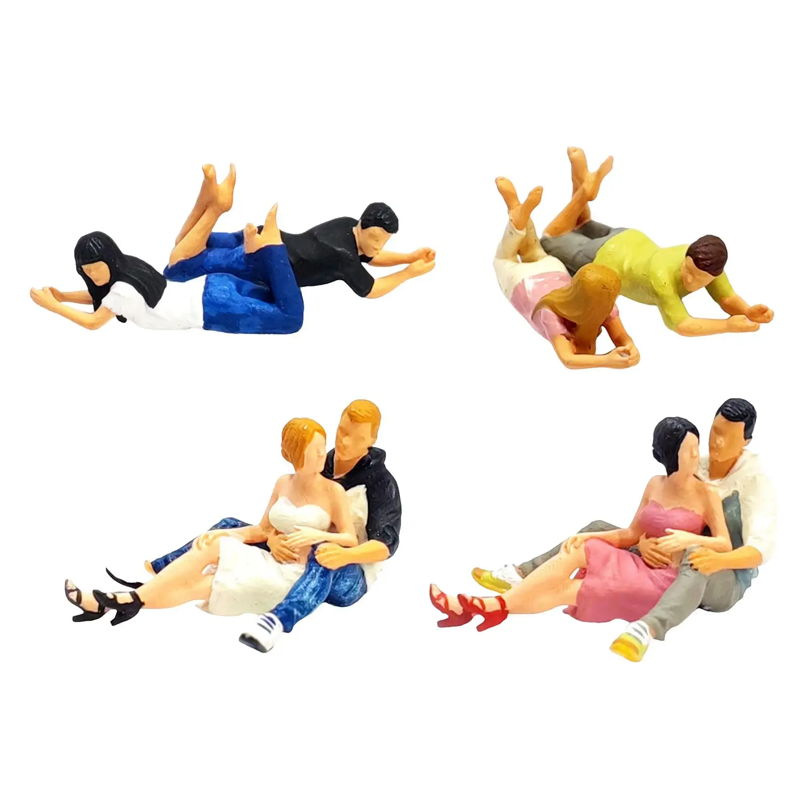 Resin 1:64 Couple Figure Diorama Scenery DIY Projects S Scale Miniature Fairy Garden Train Railway Movie Props Collections Decor