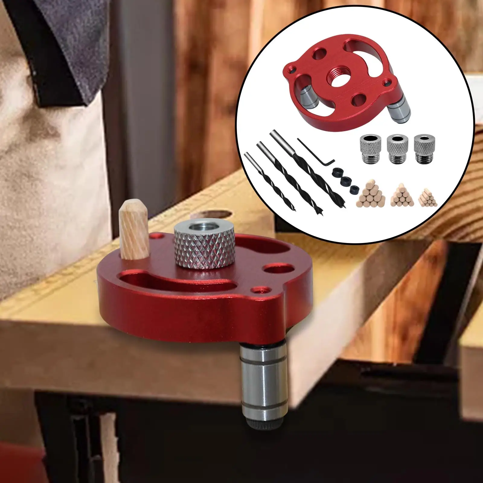 Vertical Self Centering Dowel Jig Kit Hole Jig Locator Drill Bit Hole Puncher for Woodworking Tools Craft Carpenters