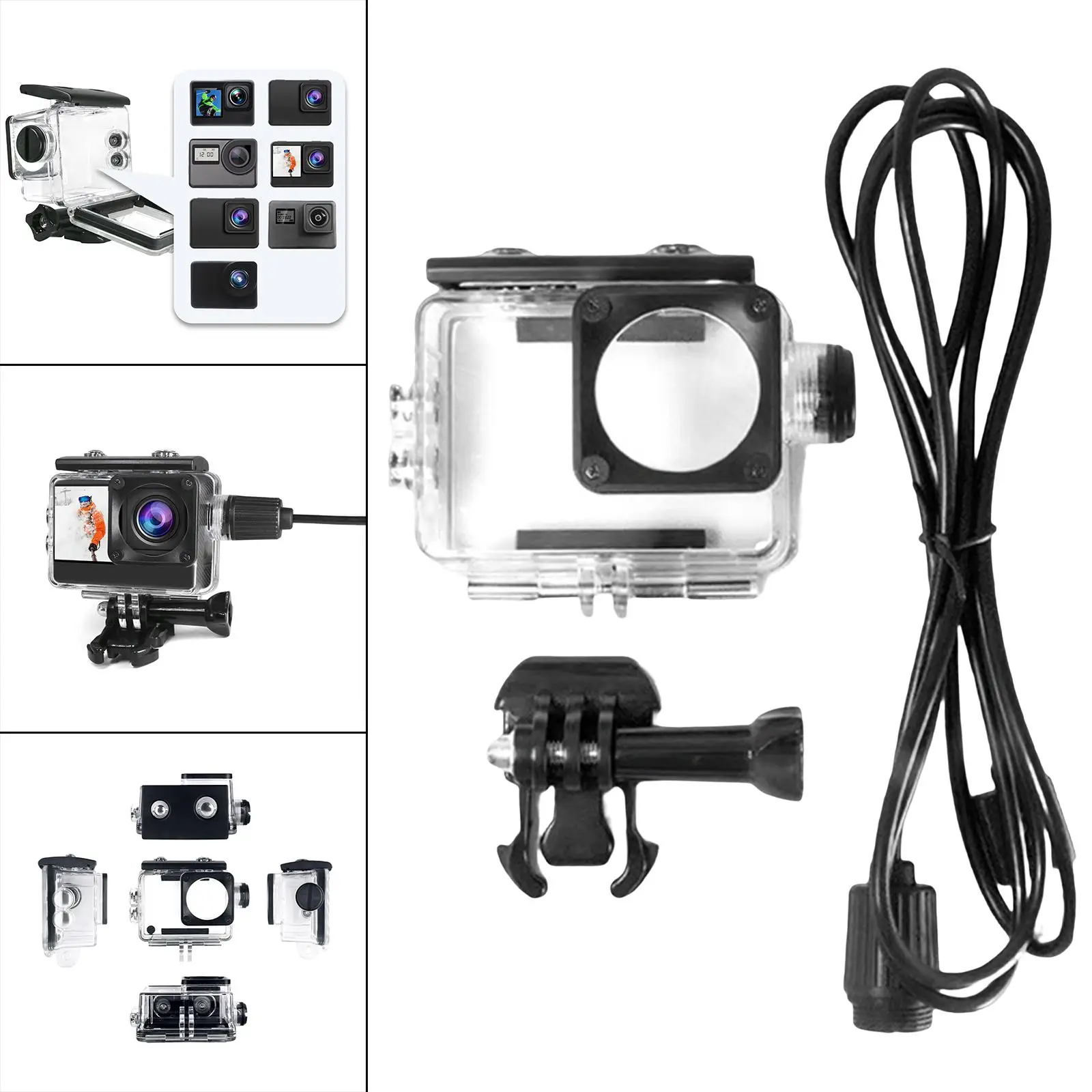 Sports Cameras Waterproof Housing Case, Dive Rechargeable for 4K Eis WiFi Cameras